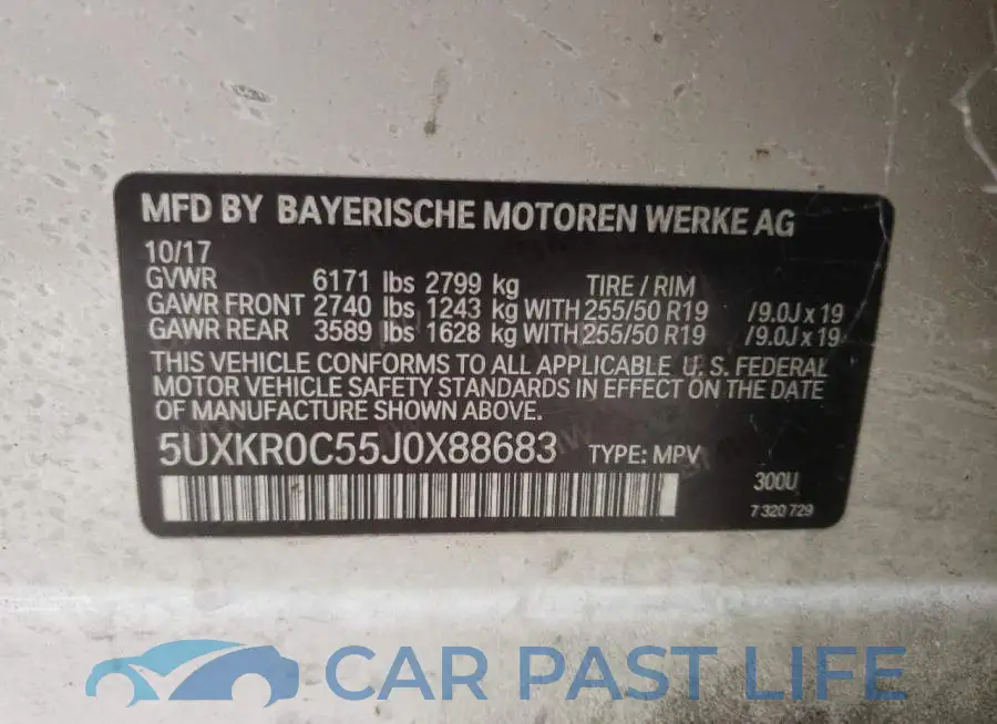 5UXKR0C55J0X88683# 10