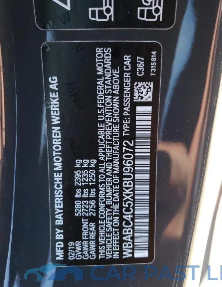 WBABC4C5XKBU96072# 10