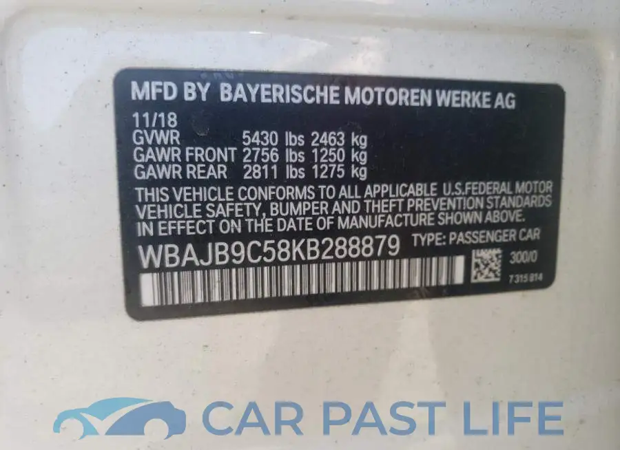 WBAJB9C58KB288879# 10