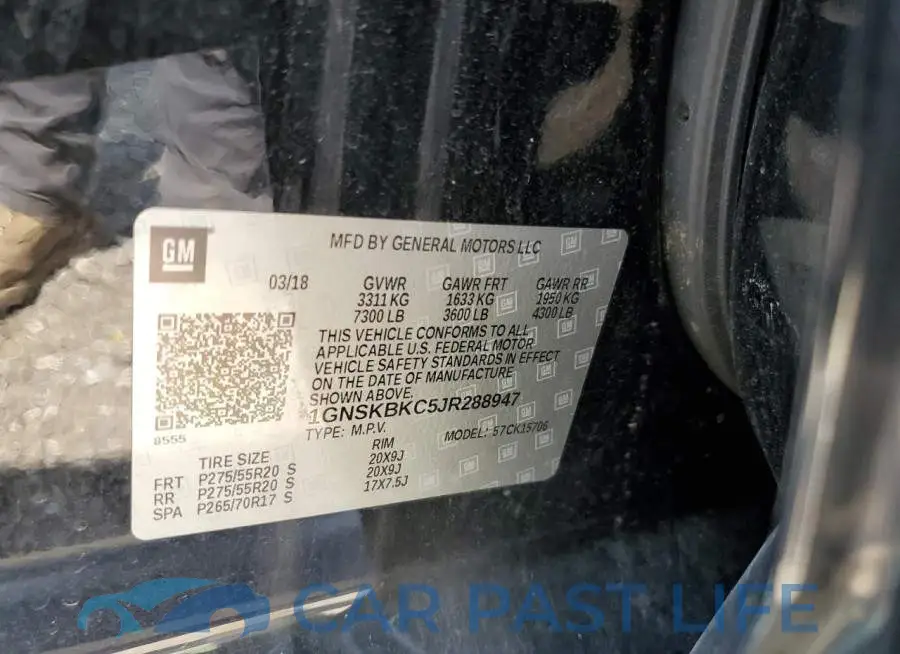 1GNSKBKC5JR288947# 10