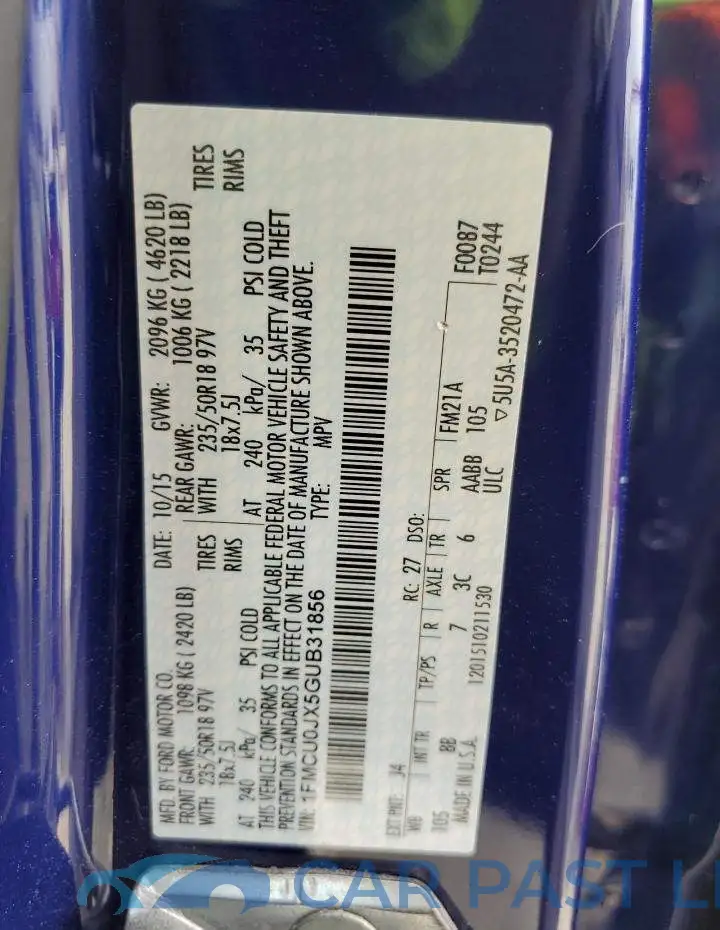 1FMCU0JX5GUB31856# 10