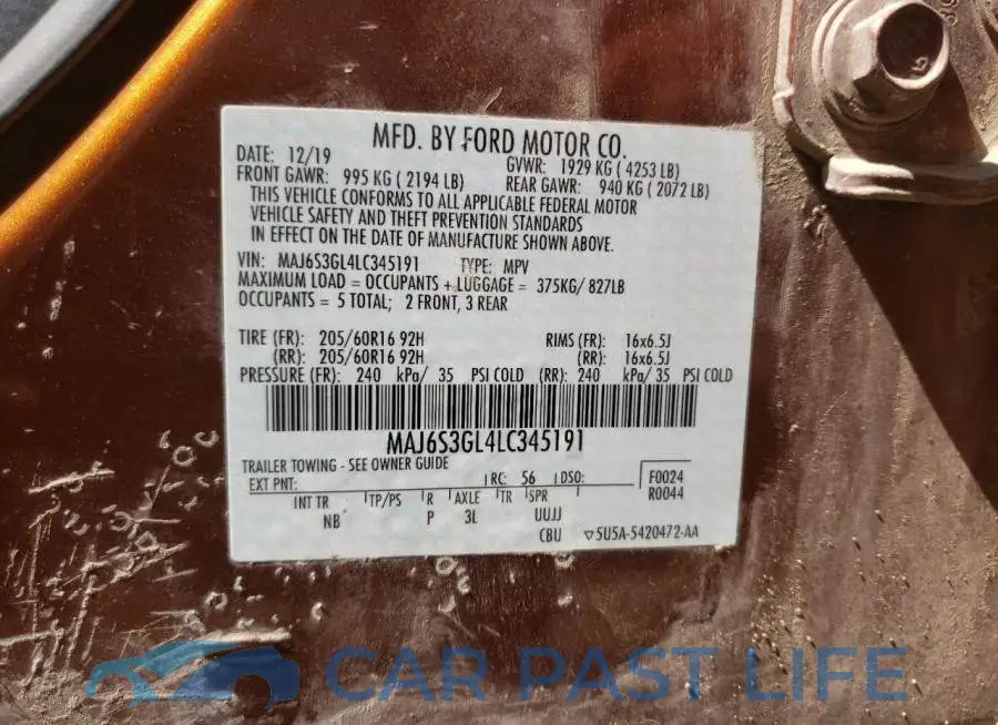 MAJ6S3GL4LC345191# 10