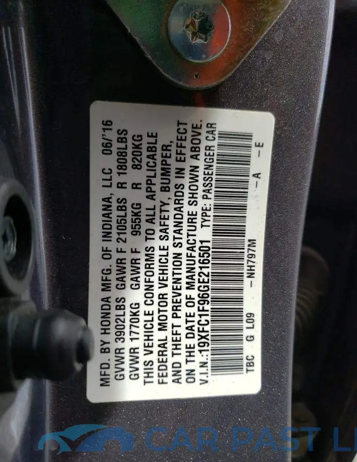 19XFC1F96GE216501# 10