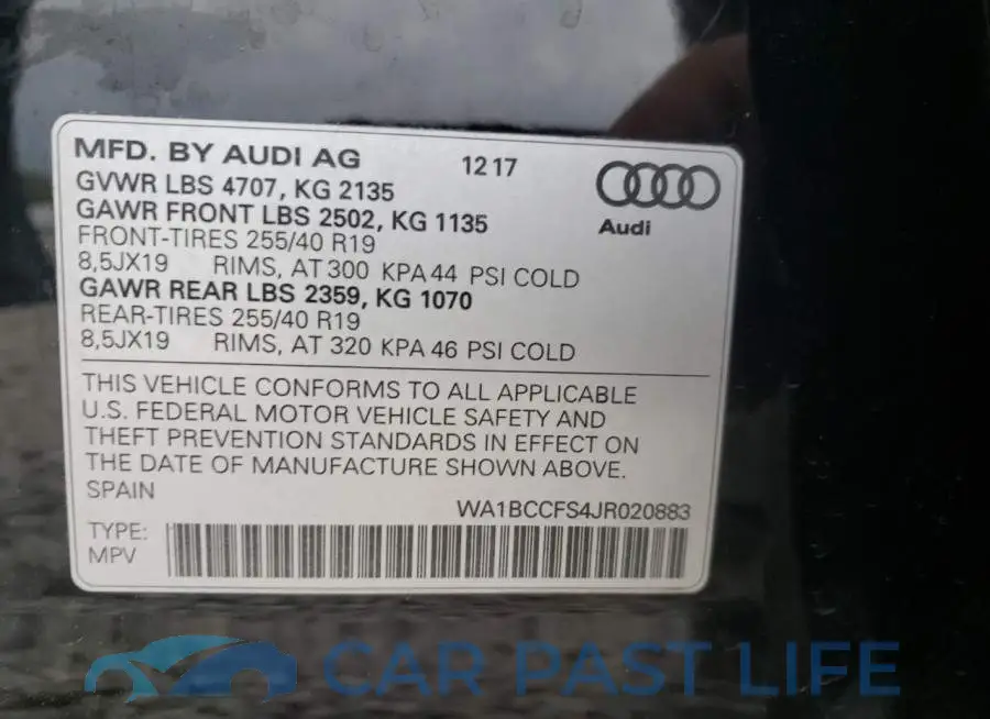 WA1BCCFS4JR020883# 10