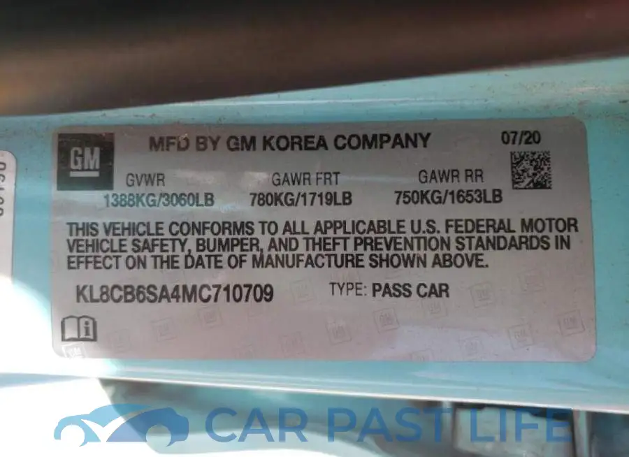 KL8CB6SA4MC710709# 10