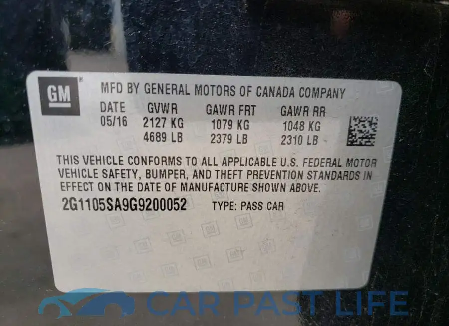 2G1105SA9G9200052# 10