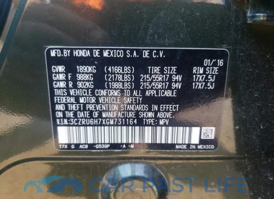 3CZRU6H7XGM731164# 10