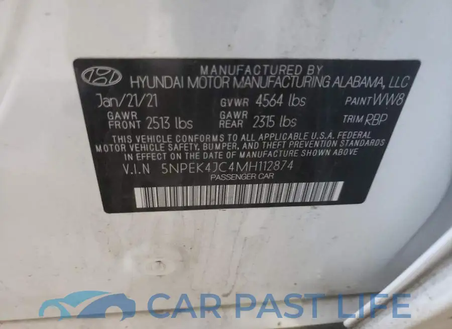 5NPEK4JC4MH112874# 10