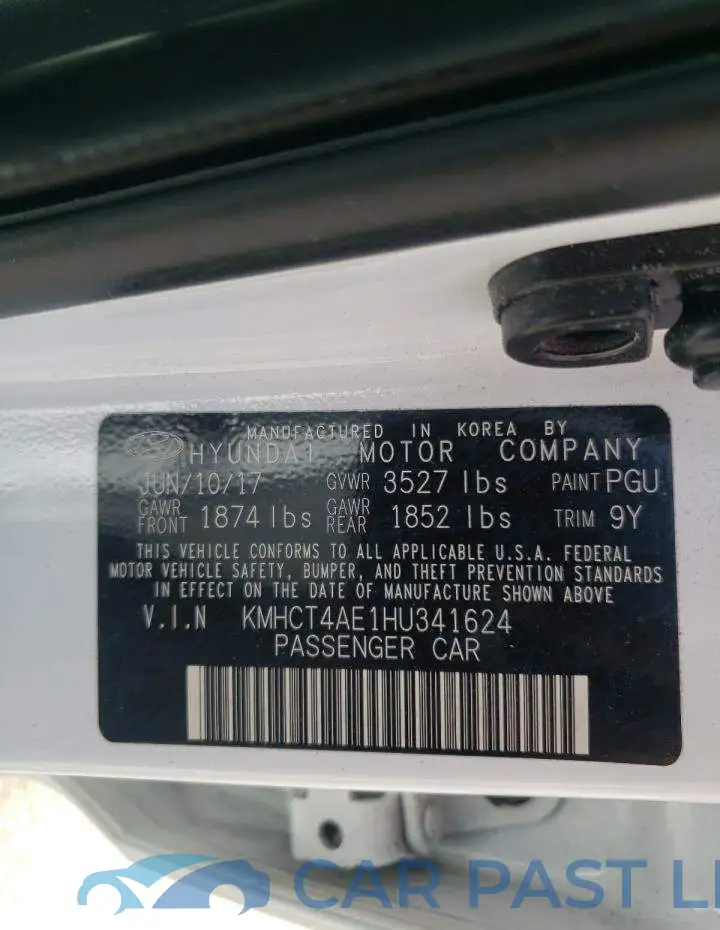 KMHCT4AE1HU341624# 10