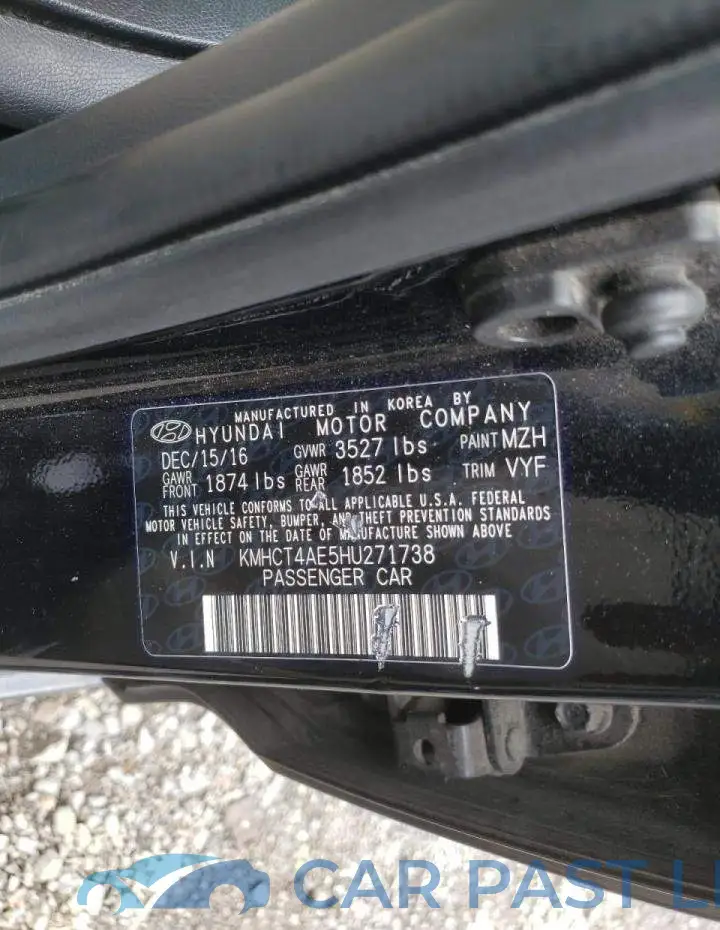 KMHCT4AE5HU271738# 10
