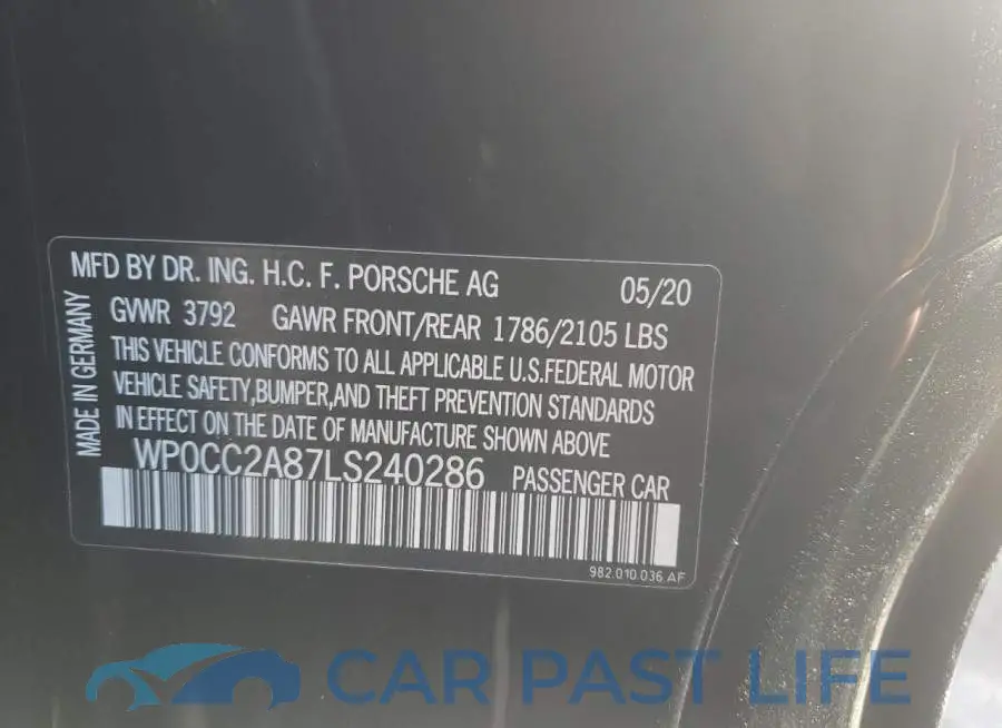 WP0CC2A87LS240286# 10