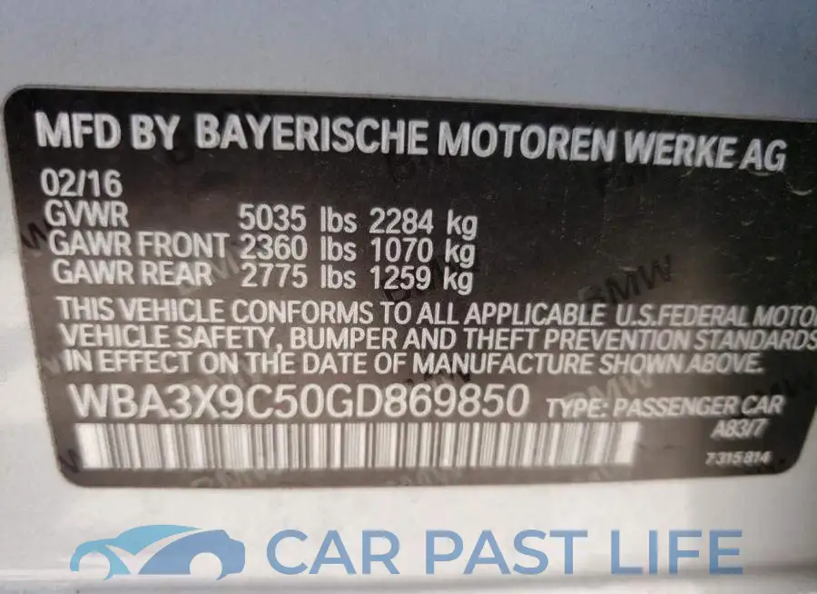 WBA3X9C50GD869850# 10