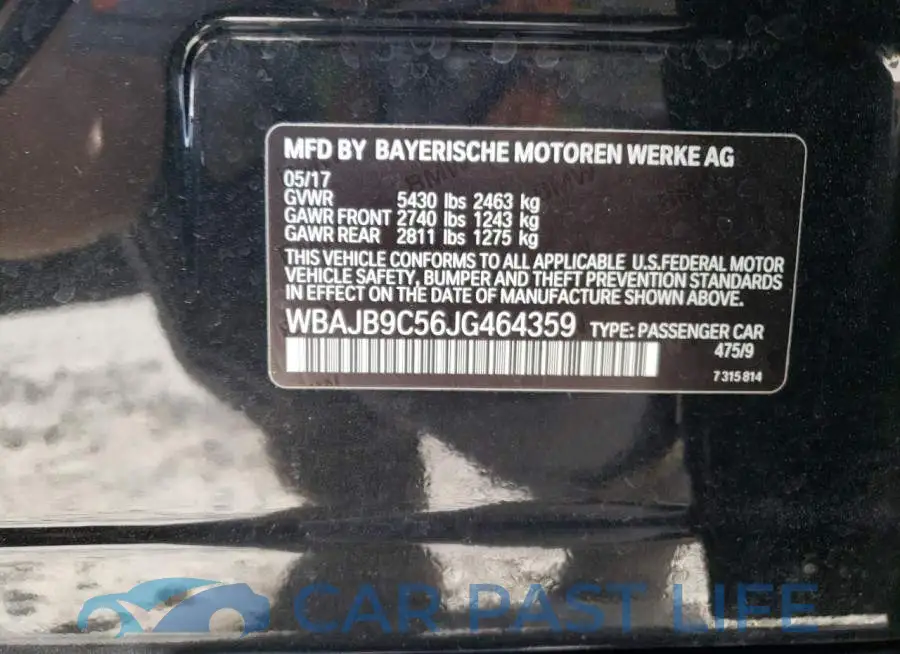 WBAJB9C56JG464359# 10