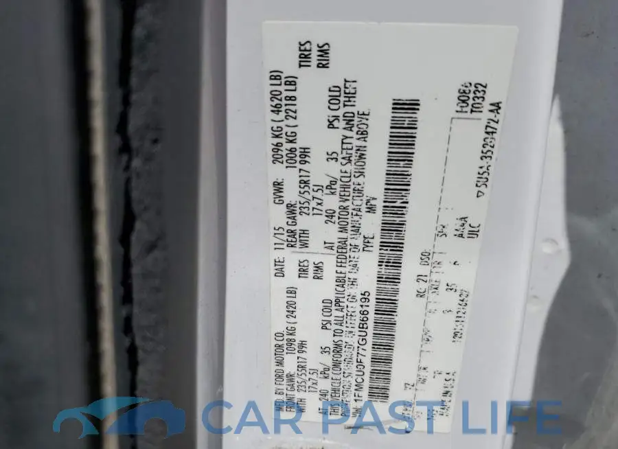 1FMCU0F77GUB66195# 10
