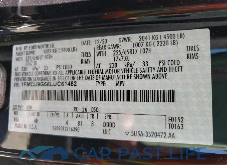 1FMCU9G68LUC61482# 10