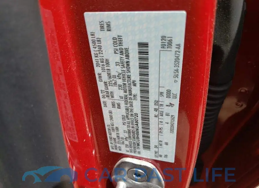 1FMCU9H66NUA90720# 10