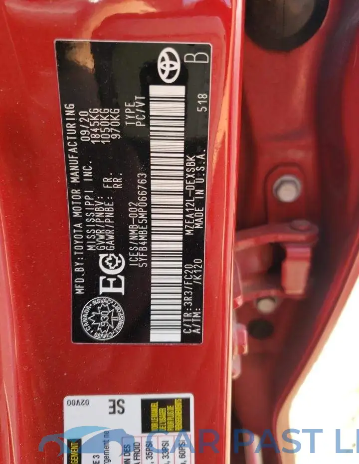 5YFB4MBE5MP066763# 10