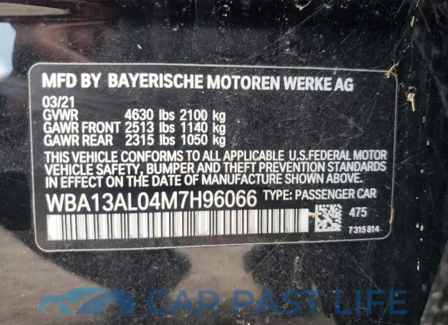WBA13AL04M7H96066# 10