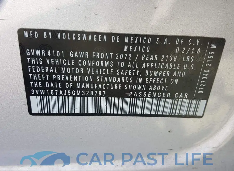 3VW167AJ9GM328797# 10