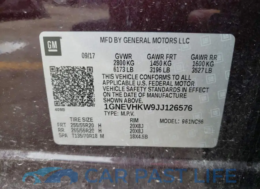 1GNEVHKW9JJ126576# 10