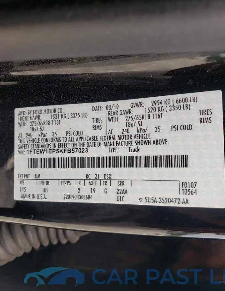 1FTEW1EP5KFB57023# 10