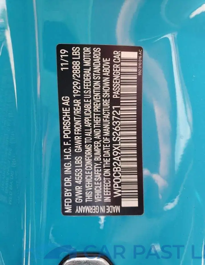 WP0CB2A9XLS263721# 10