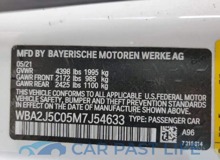 WBA2J5C05M7J54633# 10
