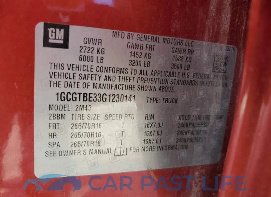 1GCGTBE33G1230141# 10