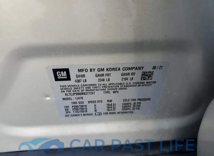 KL7CJPSM6MB377247# 10