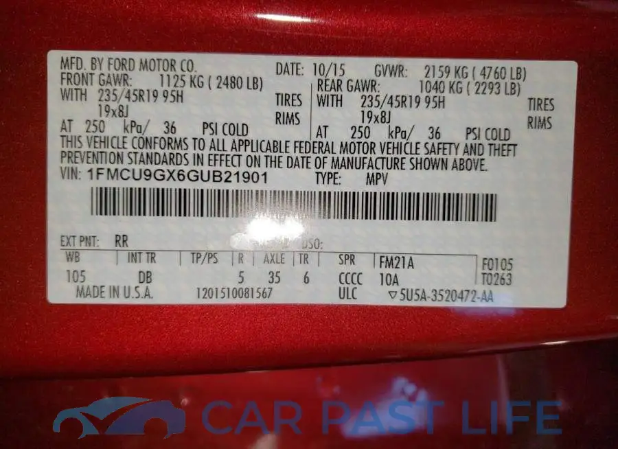 1FMCU9GX6GUB21901# 10