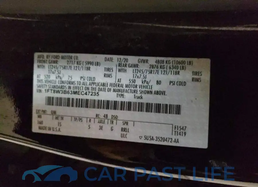 1FT8W3B63MEC47235# 10