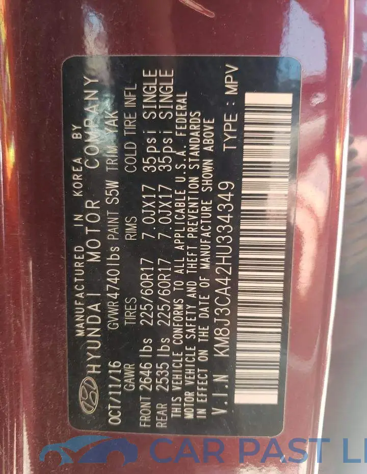 KM8J3CA42HU334349# 10