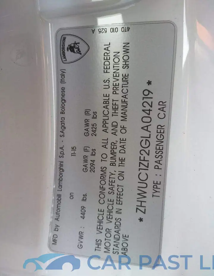 ZHWUC1ZF2GLA04219# 10