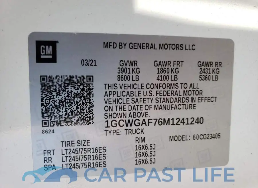 1GCWGAF76M1241240# 10