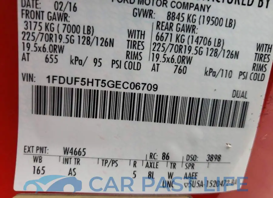 1FDUF5HT5GEC06709# 10