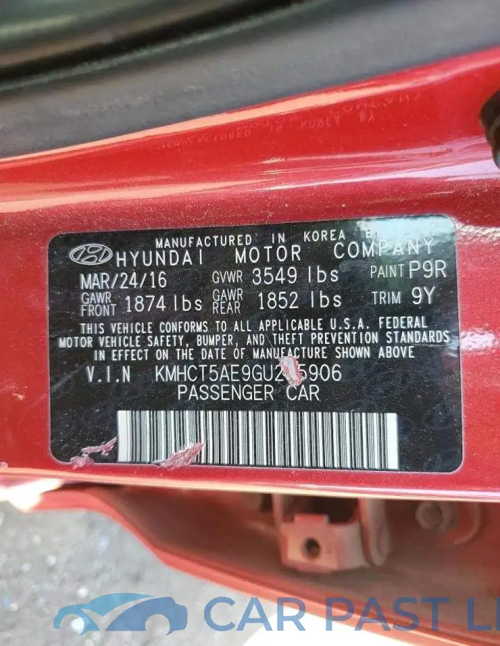 KMHCT5AE9GU285906# 10