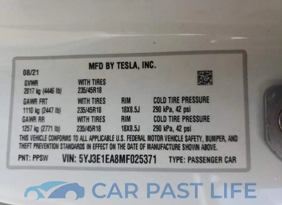 5YJ3E1EA8MF025371# 10