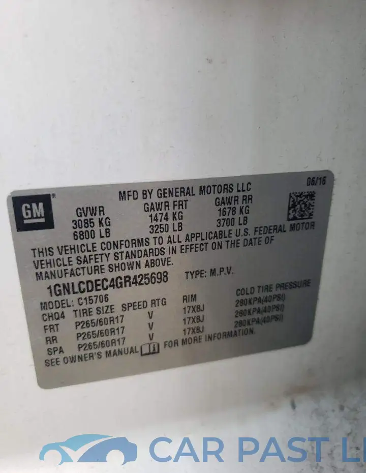 1GNLCDEC4GR425698# 10