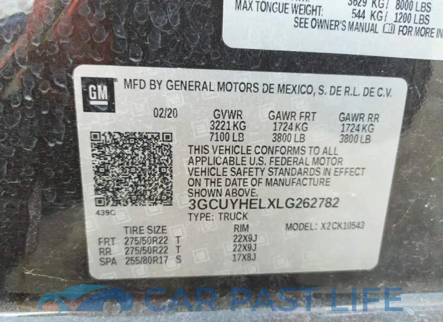 3GCUYHELXLG262782# 10
