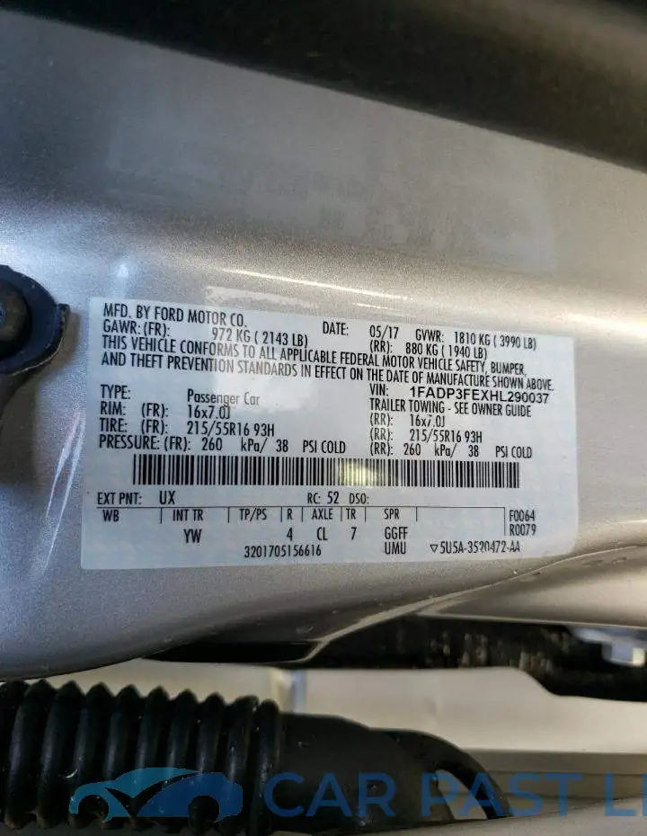 1FADP3FEXHL290037# 10