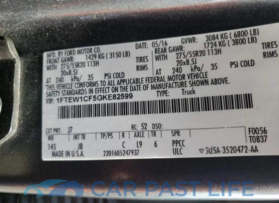 1FTEW1CF5GKE82599# 10