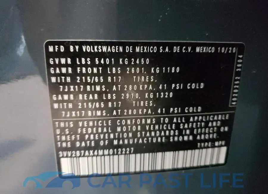 3VV2B7AX4MM012227# 10