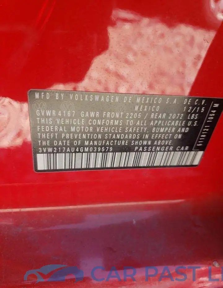 3VW217AU4GM039579# 10