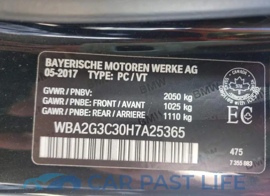 WBA2G3C30H7A25365# 10