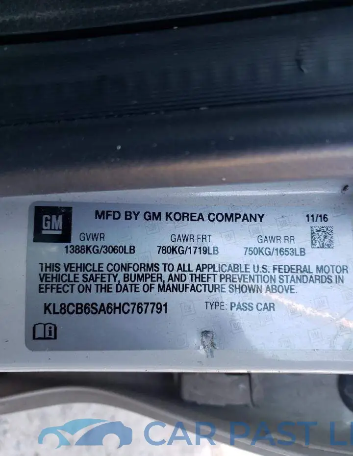 KL8CB6SA6HC767791# 10