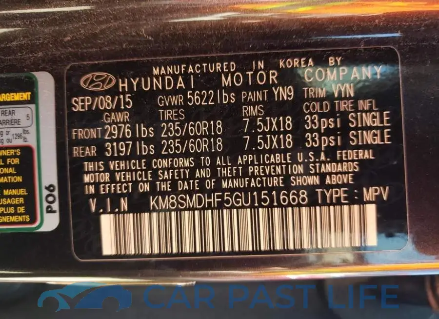 KM8SMDHF5GU151668# 10