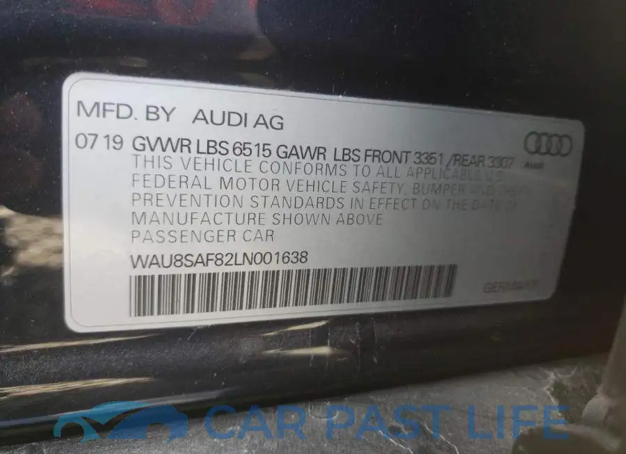WAU8SAF82LN001638# 10