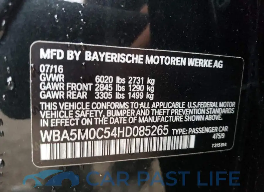 WBA5M0C54HD085265# 10