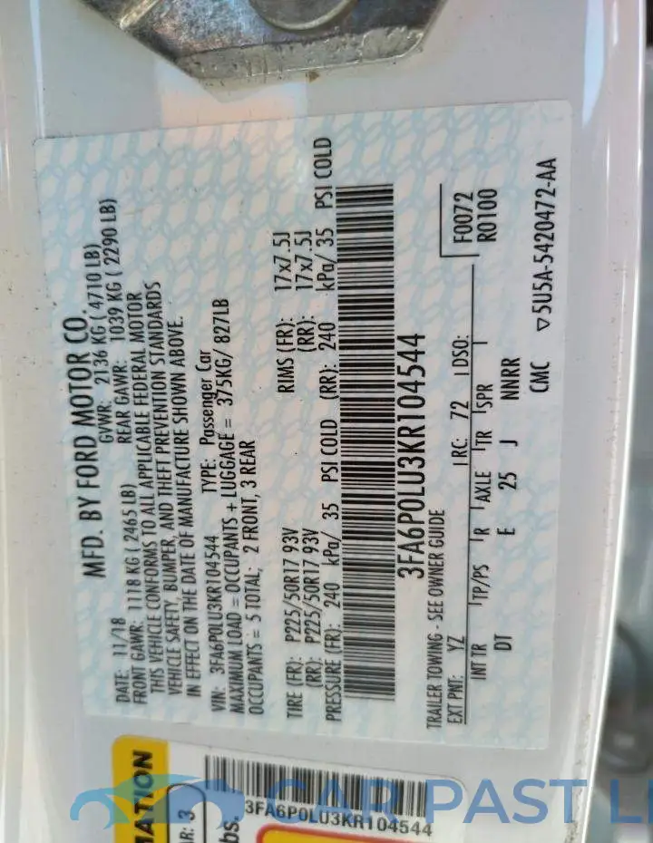 3FA6P0LU3KR104544# 10