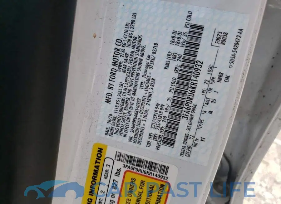 3FA6P0RU6KR140932# 10